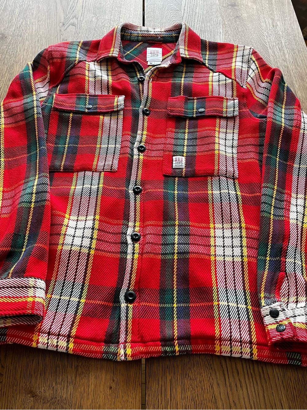Topo Designs Mountain Shirt/Jacket Plaid Button-Up with Green and Yellow NWOT